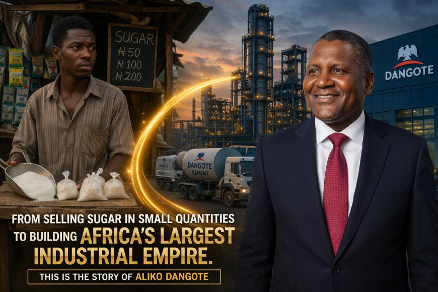 From selling sugar in small quantities to building Africa's largest industrial empire.   ( This is the story of Aliko Dangote)
